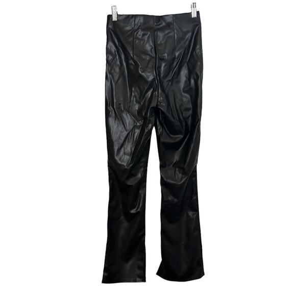 H&M Black Faux Leather Flare Leg Pants Size 6 New With Tags - Picture 3 of 5